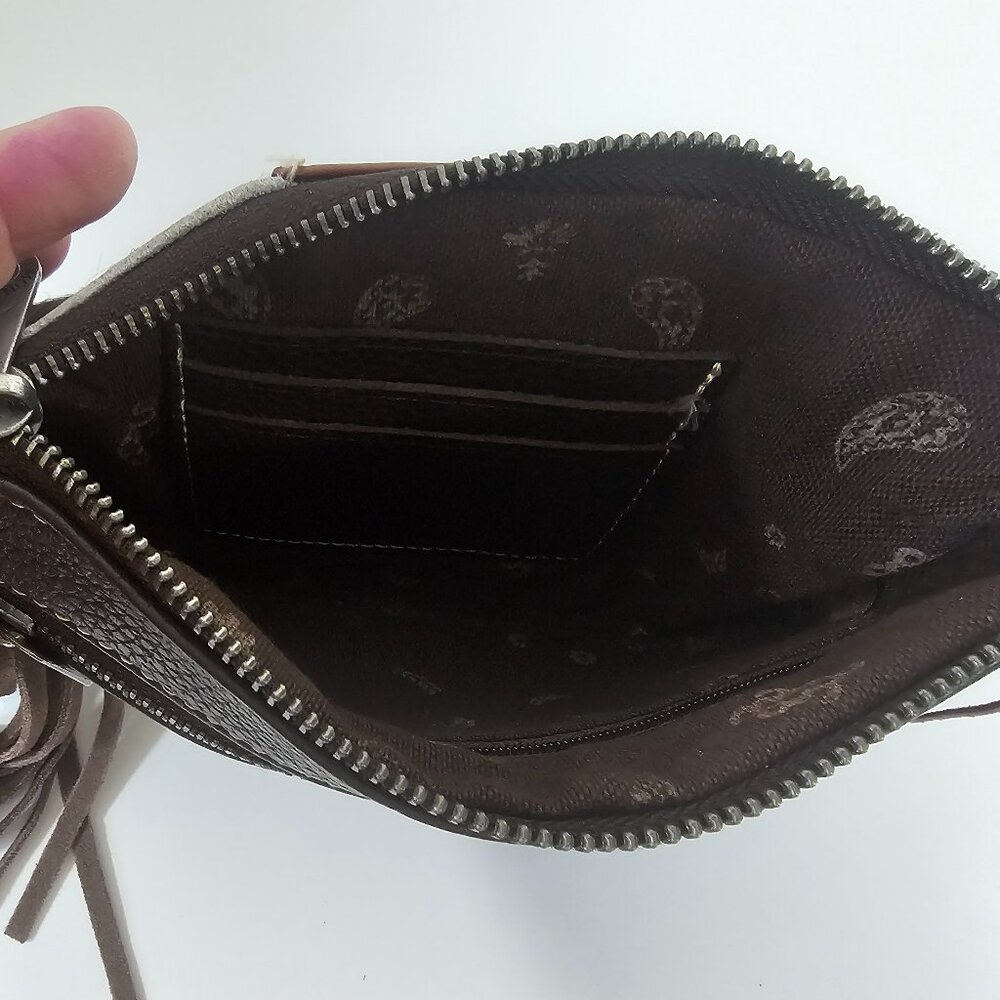 Montana West Wristlet Western Embossed Hair on Hide Suede Fringe Cowgirl - Picture 8 of 10